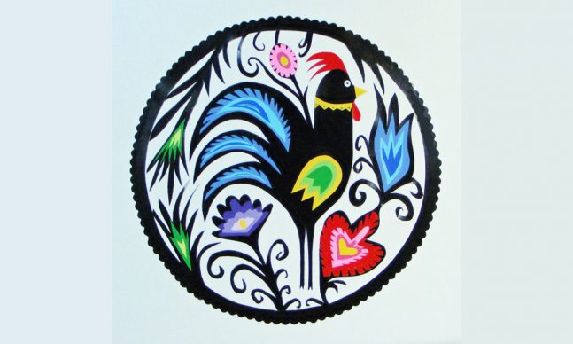 Rooster paper cutout