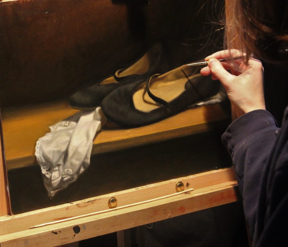 Painting of ballet slippers in progress