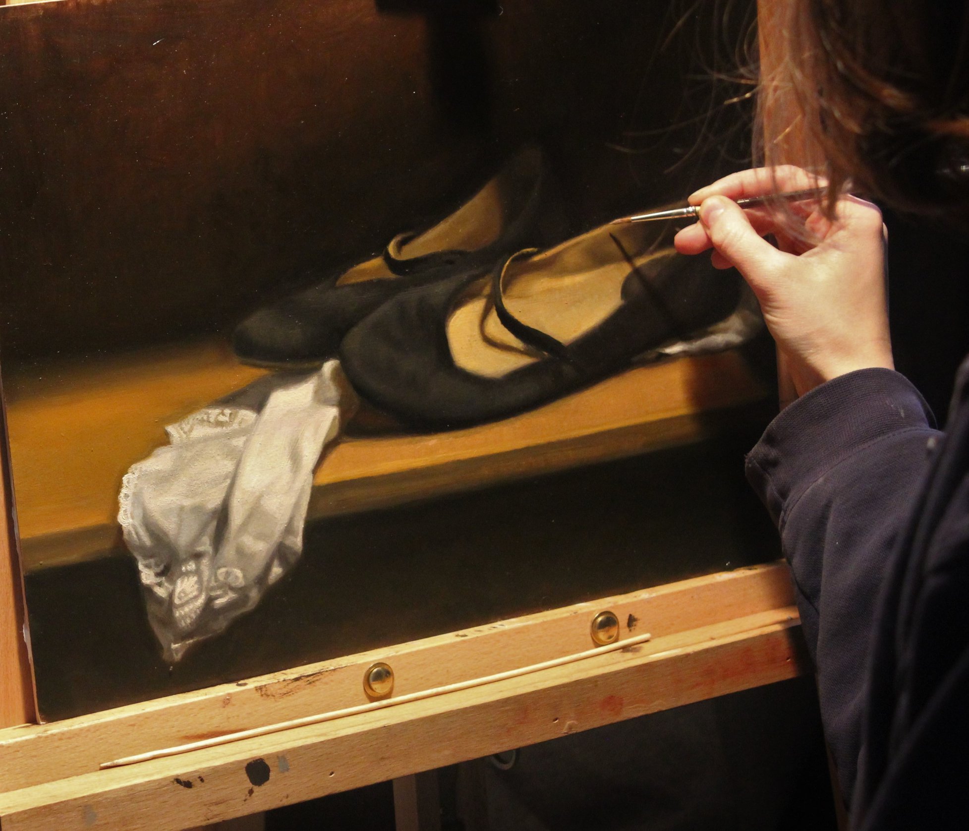 Painting of ballet slippers in progress
