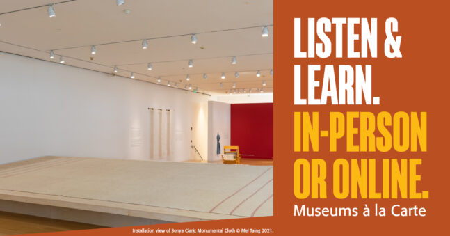 Installation view of Sonya Clark: Monumental Cloth, The Flag We Should Know