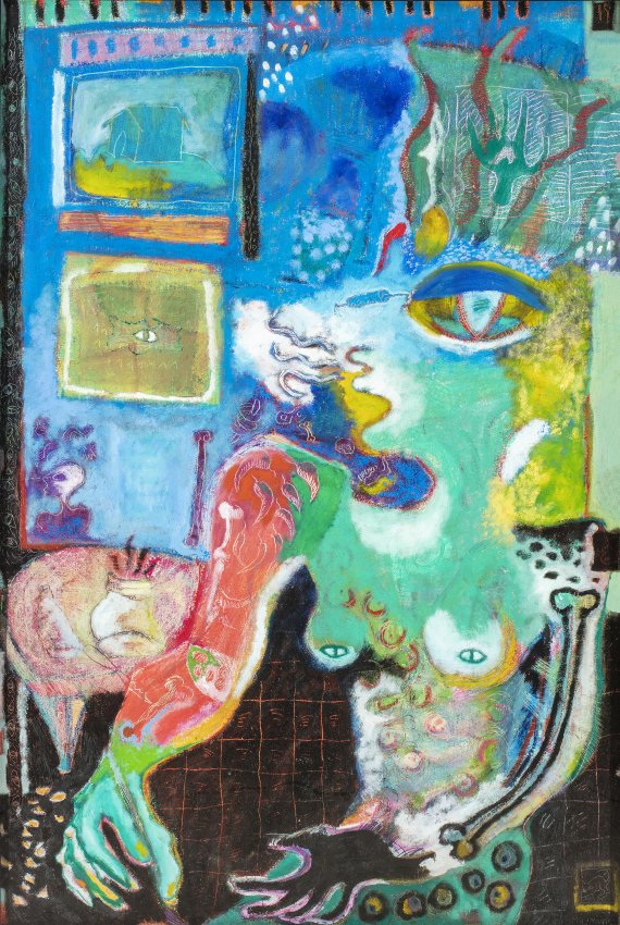 Abstract painting of woman with bright colors