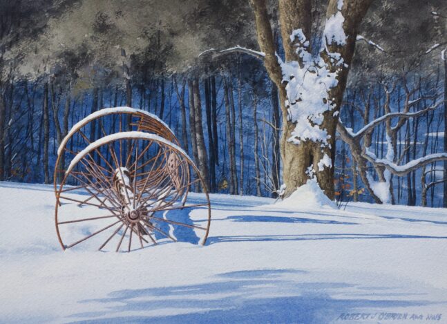 Plow in a snow-covered field