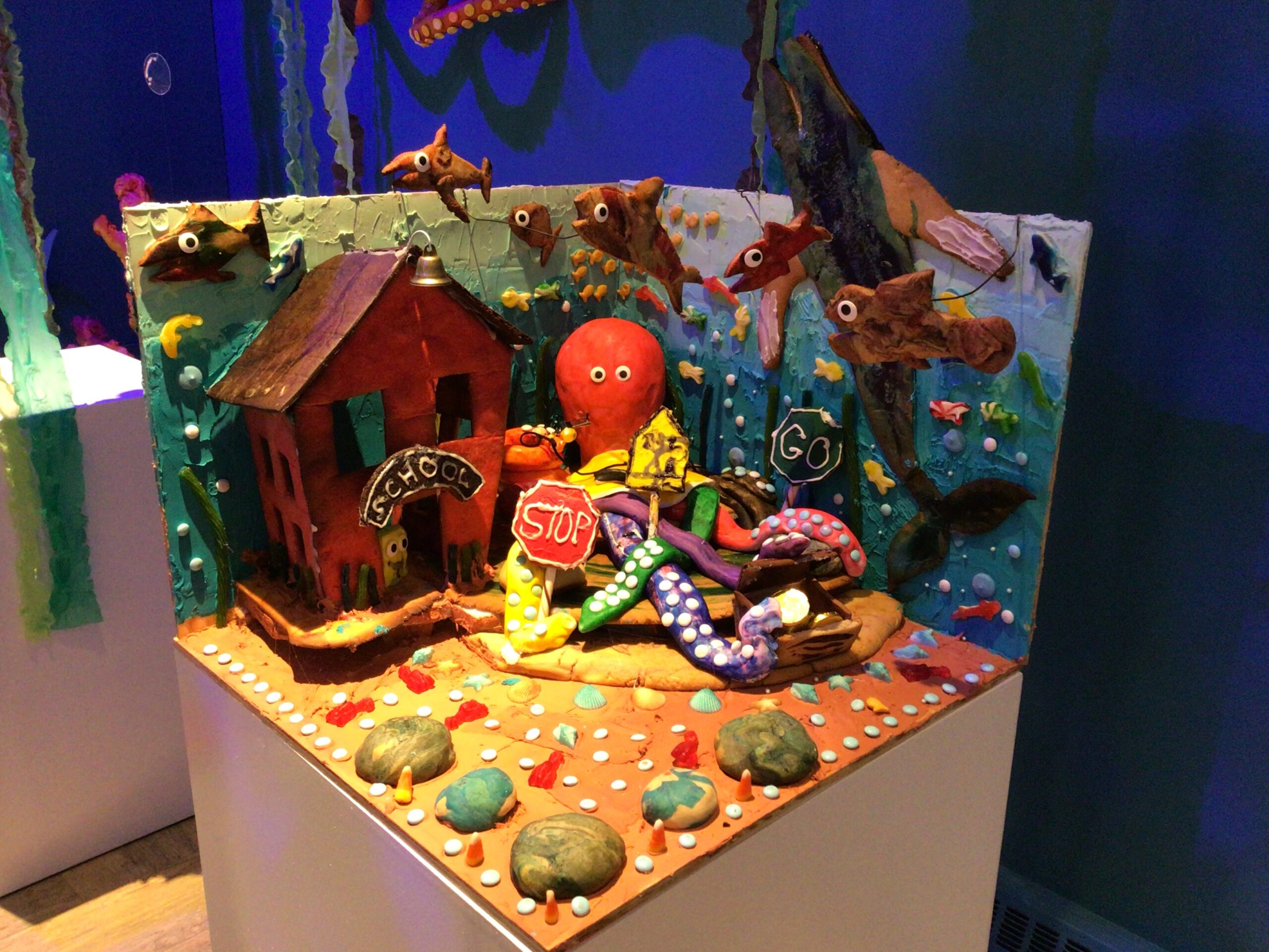 Gingerbread display with Octopus as a crossing guard