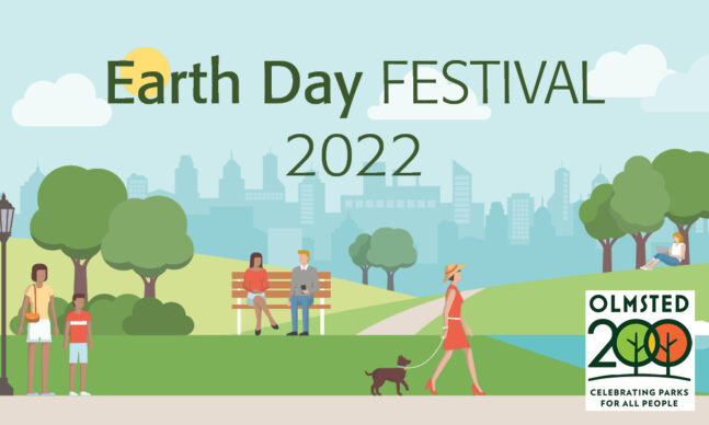 Illustrated city park scene