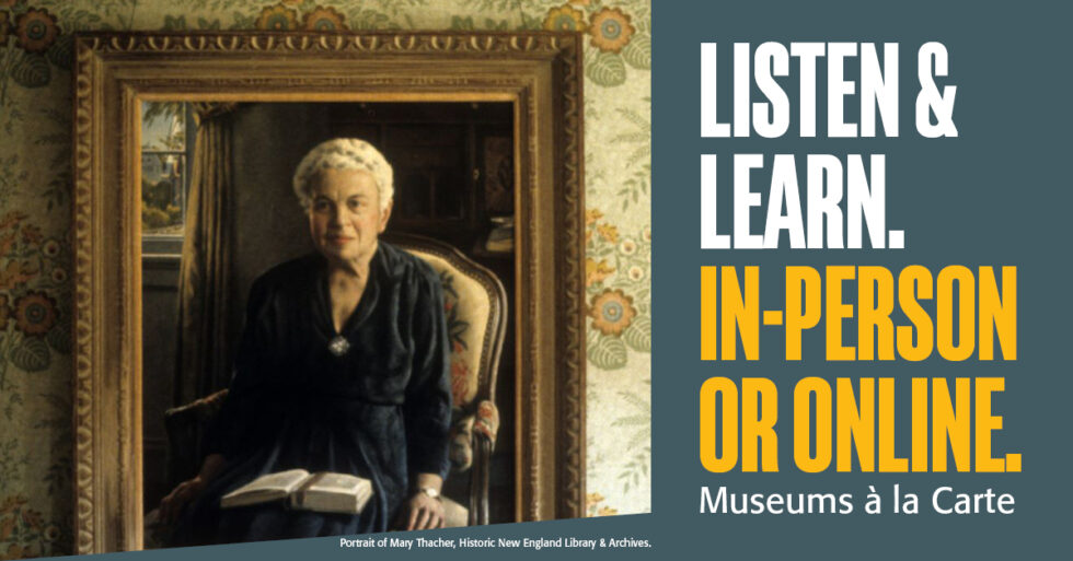 Portrait of a woman with white hair in a gold frame