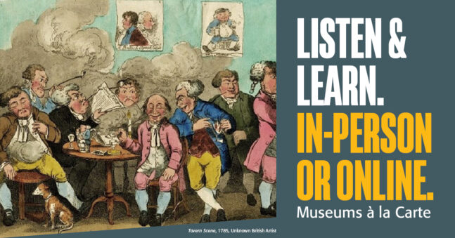 Late 18th century cartoon showing various men drinking and smoking