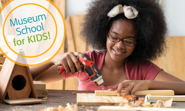 Girl using an electric screwdriver