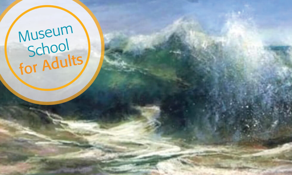 Pastel drawing of waves crashing