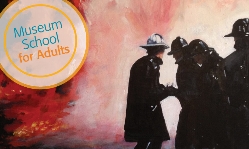 Watercolor painting of firefighters