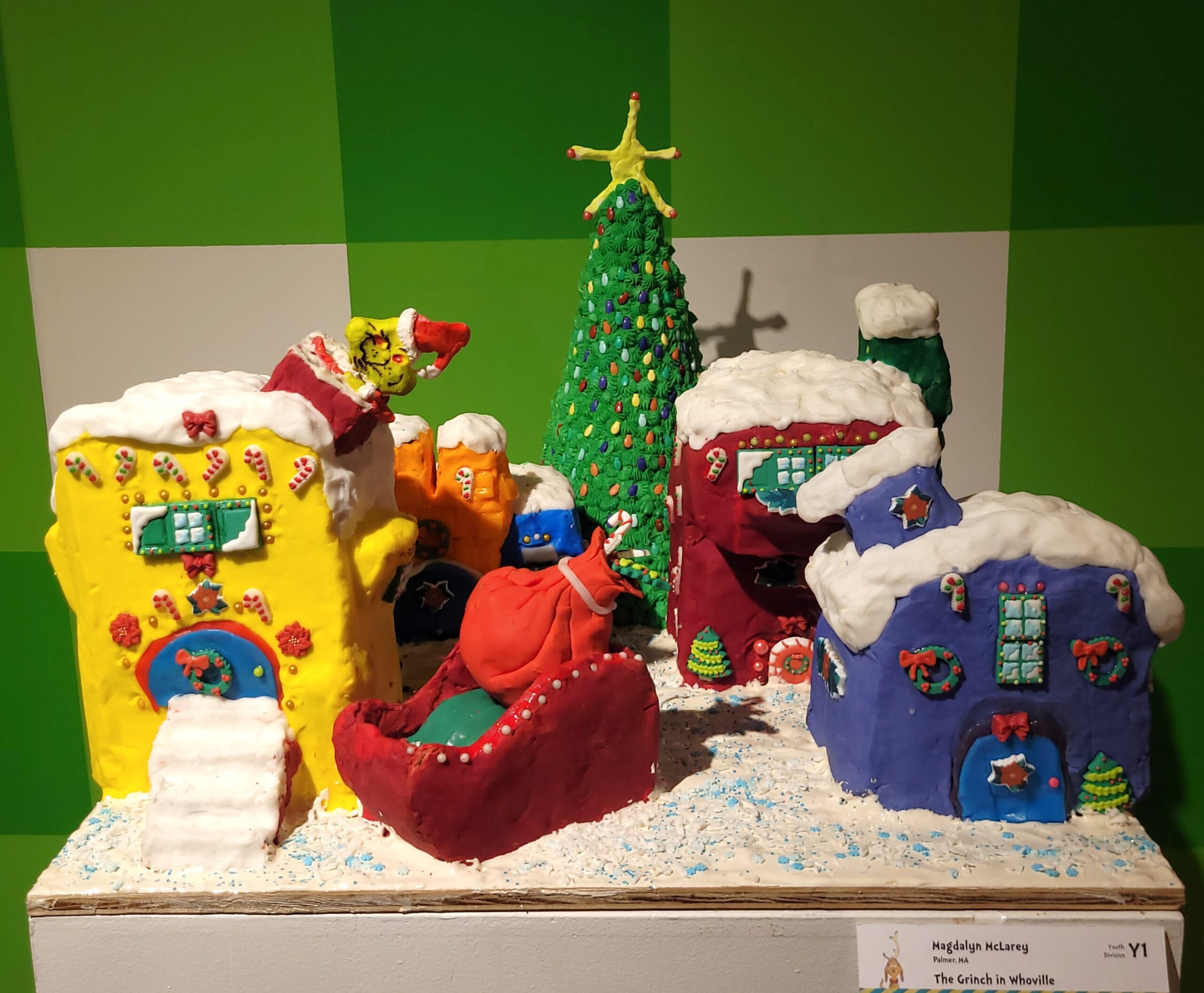 Gingerbread display titled "The Grinch in Whoville" by Magdalyn McLarey