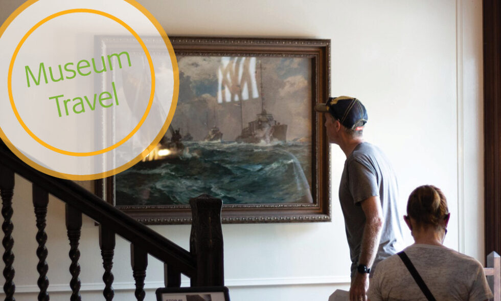 One of FDR's naval paintings on the stair landing at his home, Springwood.