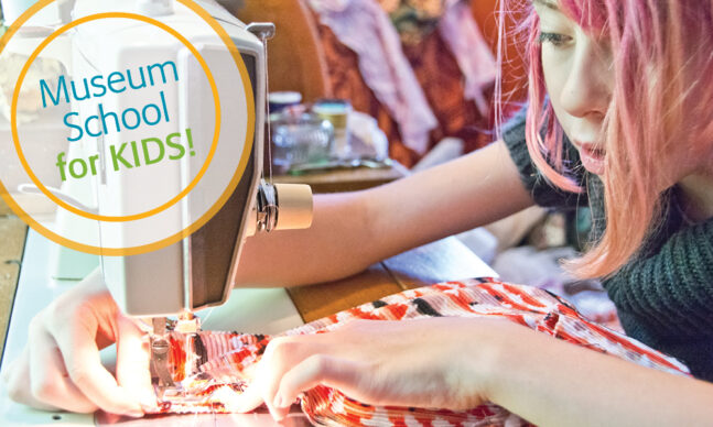 Girl working at sew machine