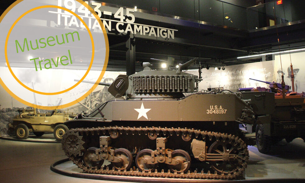 WWII tank in a museum gallery