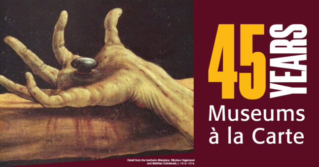 Painting of a hand nailed to wood