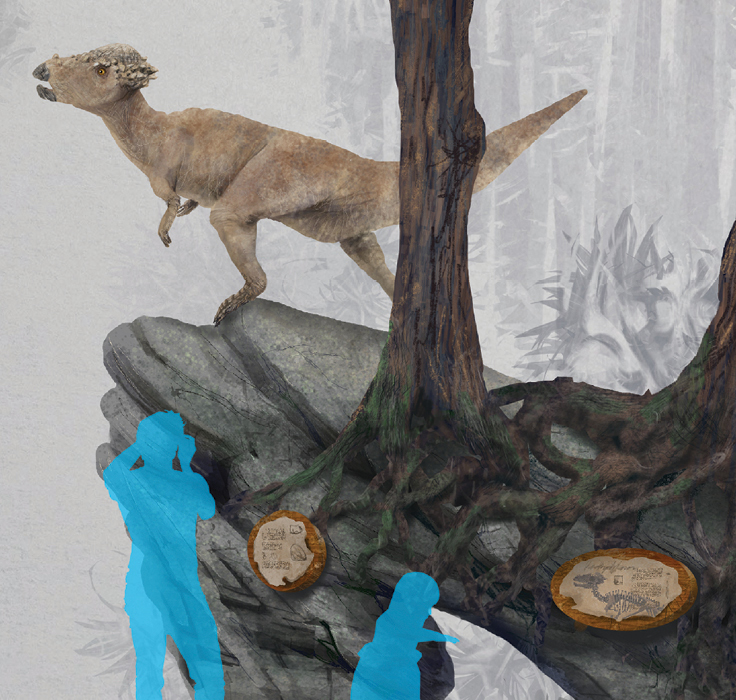 Concept drawing of dinosaur exhibit
