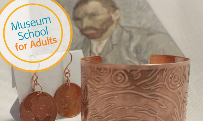 Etched metal bracelet and earring