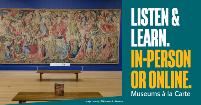 Tapestry hanging in museum gallery