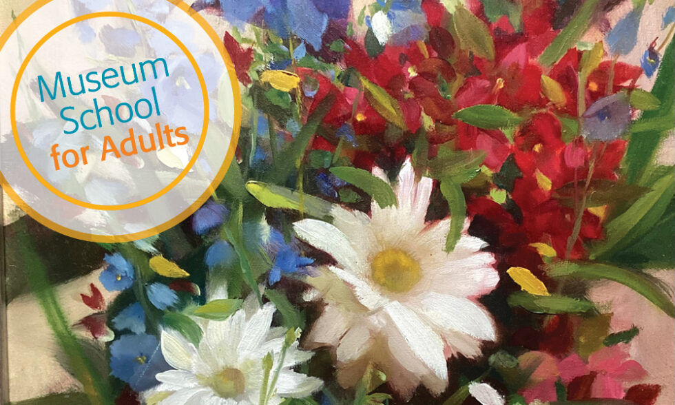 Oil painting of a flower arrangement