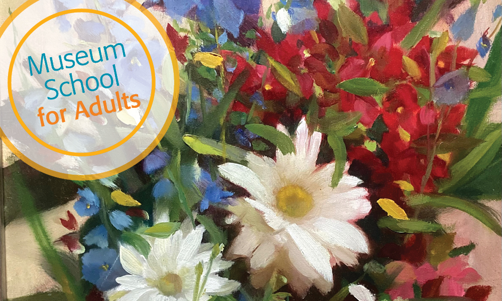 Oil painting of a flower arrangement