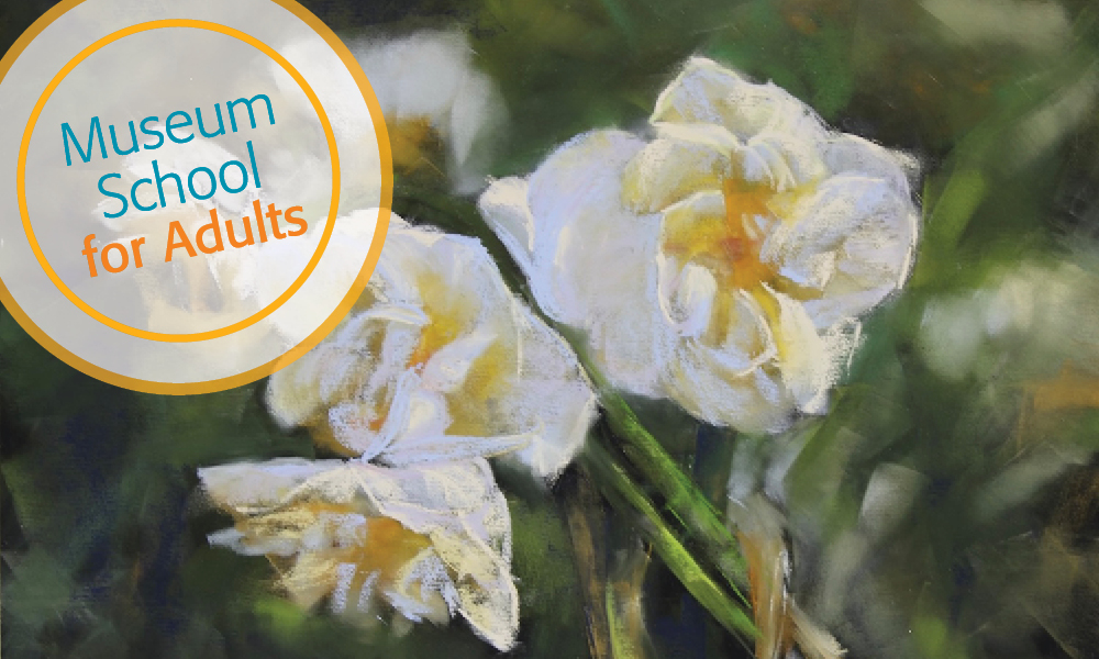 Pastel drawing of white flowers