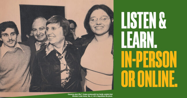 Governor-elect Ella T. Grasso posing with her family