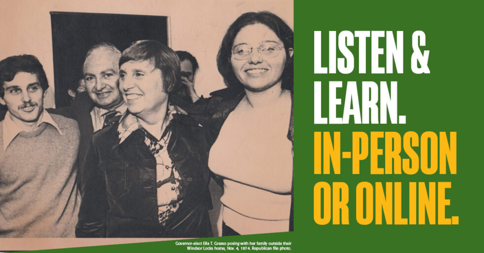 Governor-elect Ella T. Grasso posing with her family