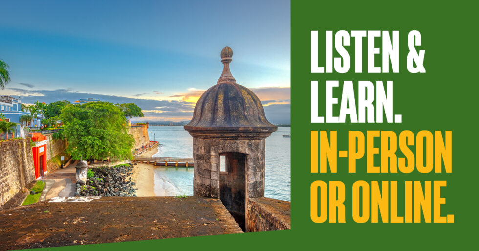 San Juan, Puerto Rico Caribbean coast along Paseo de la Princesa at dusk.