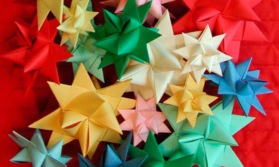 Colorful 3D paper stars